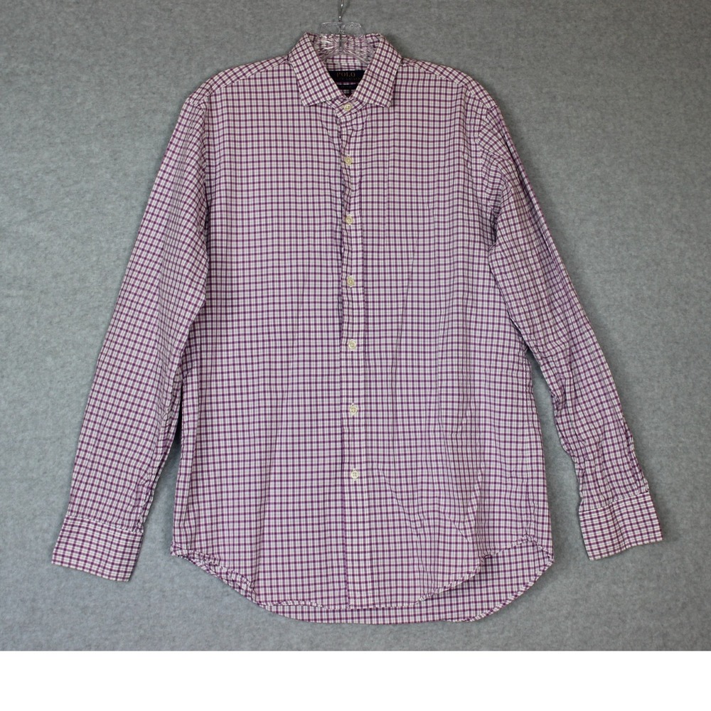 Polo Ralph Lauren‎ Mens Medium Purple Plaid LS Button Down Shirt